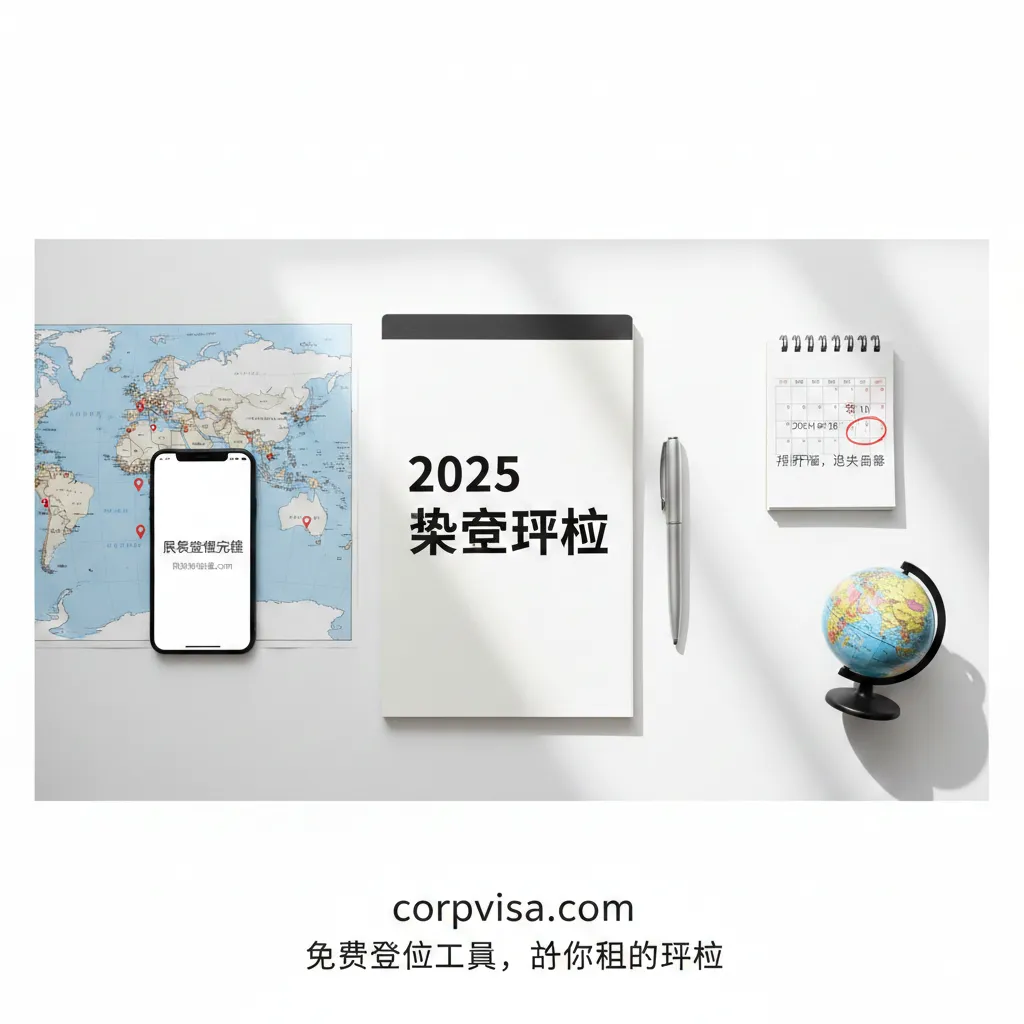 一张极简风格的平铺摄影图（Flat Lay），象征对2025年的理性规划。桌面上摆放着一本印有'2025 Strategy'的笔记本、一支钢笔、世界地图以及一部显示'风险评估完成'的手机。画面构图留有呼吸感，光线柔和自然。视觉焦点在于'提前规划'和'避开高峰'的暗示元素，如标记了日期的日历，旨在呼应文章结尾的行动建议，引导用户使用免费评估工具，做理性的少数派。