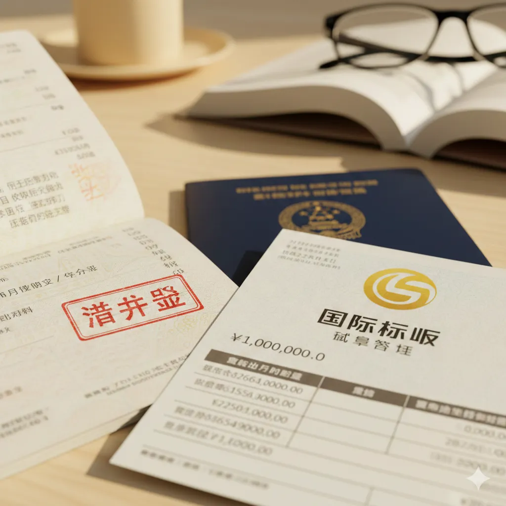 聚焦于签证通过率的特写摄影风格图片。画面主体是一份整洁的全英文银行月结单（Bank Statement），上面印有明显的国际大行Logo和高额余额数字，暗示资金来源清晰。旁边是一本打开的护照，页面上盖着清晰的“VISA APPROVED”印章。光线明亮温暖，传达出信任、合规与顺利通过的积极情绪，暗示拥有高端账户存款证明能有效避免签证行政审查，增加可信度。