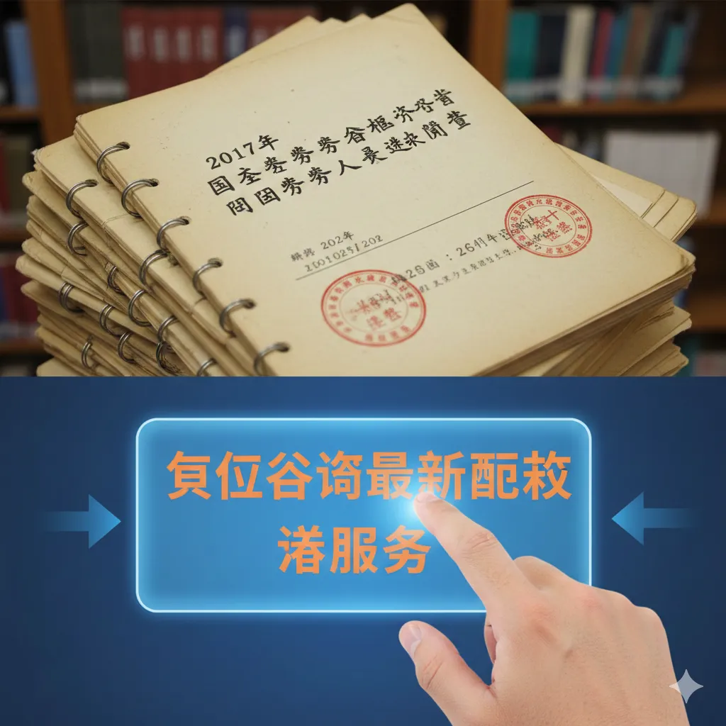 作为总结图，结合'历史回顾'和'最新行动呼吁（CTA）'。画面分为上下两部分，上半部分是堆叠的旧简章文件，代表历史档案；下半部分是一只手正指向一个闪烁着'立即咨询最新政策'或'签证服务'字样的按钮/屏幕。设计应具有明确的引导性，使用醒目的颜色（如橙色或亮蓝）来突出CTA部分，提醒读者从回顾历史转向查询最新信息和寻求专业服务，实现内容到服务的转化。