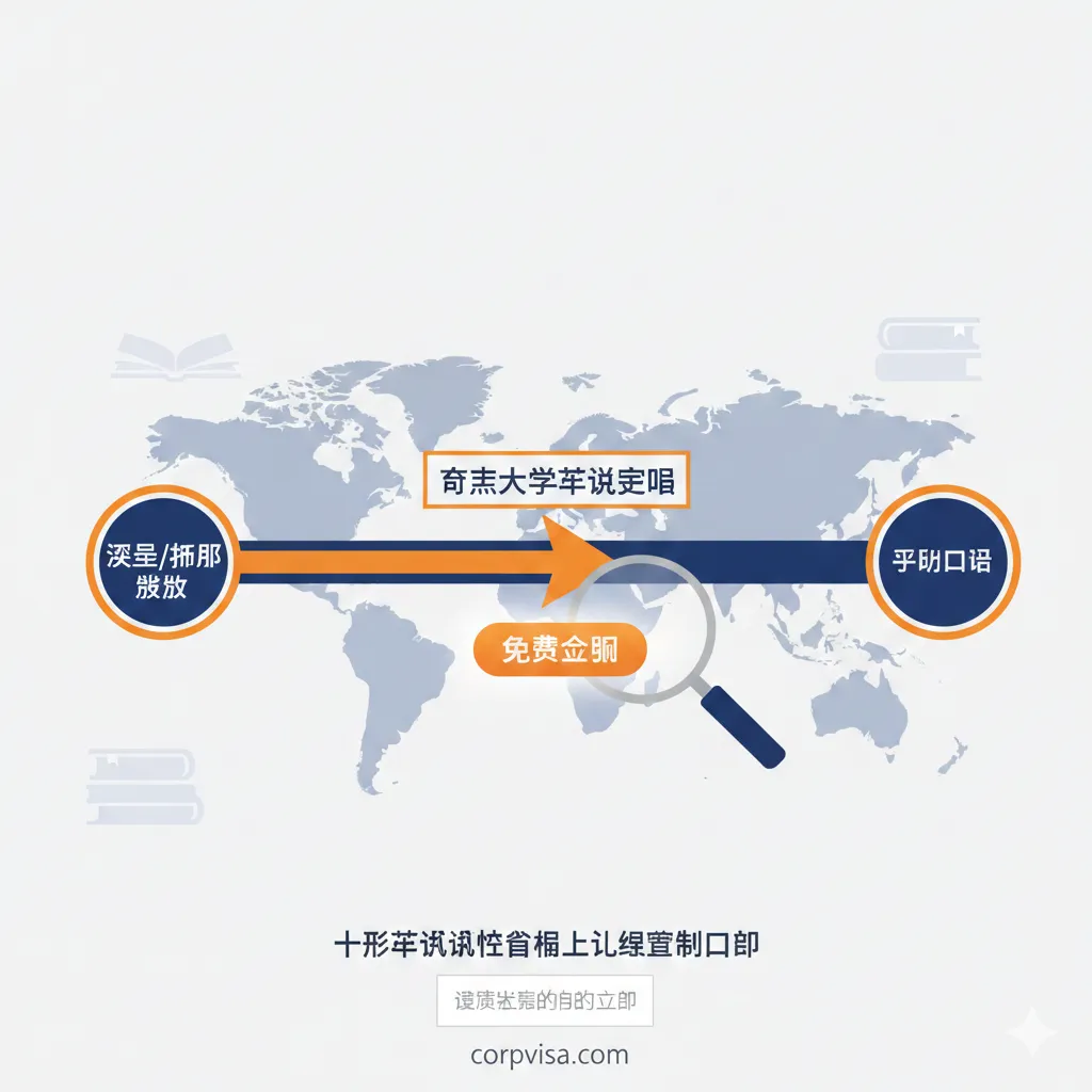 图片用于文章总结部分，强调'英文能力/留学匹配度'免费测试和规划。主体是一个量表或进度条的抽象图，一端是'雅思/托福分数'，另一端是'实用口语'，中间有一个指针指向'Target University English Requirements'（目标大学英文要求）。前景有一个放大镜，聚焦在'免费评估'的按钮上。设计应具有行动感和引导性，采用橙色、蓝色等对比色，鼓励用户点击咨询和测试，完成留学英文的最终闭环。