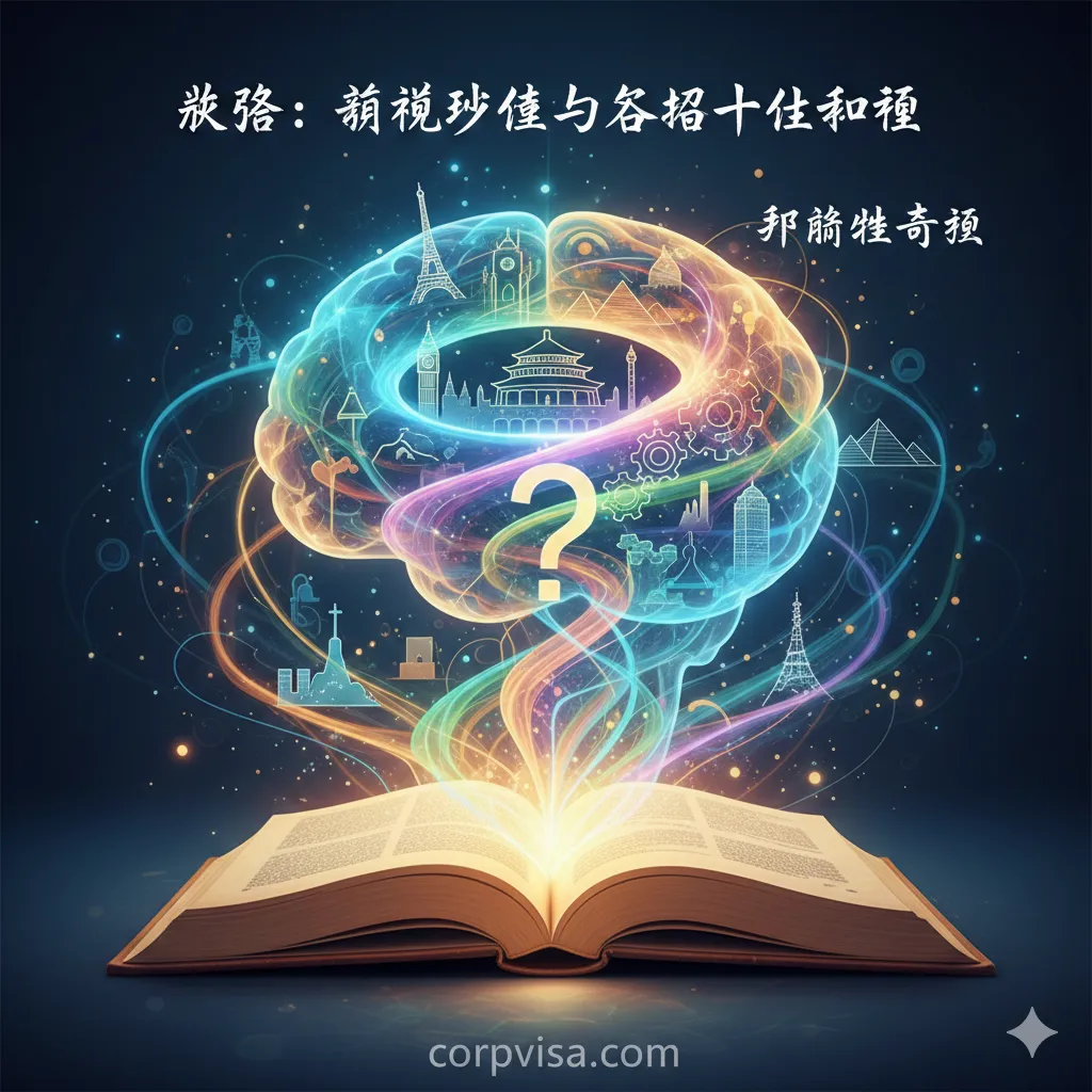 这张图片旨在表现留学带来的“思维模式的转变与格局提升”这一“教程”或学习成果。画面风格应是抽象且富有创意的。主体是一个打开的书本，书本中飞出多条彩色光线，这些光线汇聚成一个象征大脑或思维的抽象图形，图形中嵌套着不同国家的标志性建筑剪影和代表“批判性思考”（Critical Thinking）的问号和齿轮元素。构图应具有深度，代表从单一视角到全球视角的转变。色彩鲜明，强调知识的力量和思想的碰撞。整体营造出一种开放、求知和深度学习的氛围。