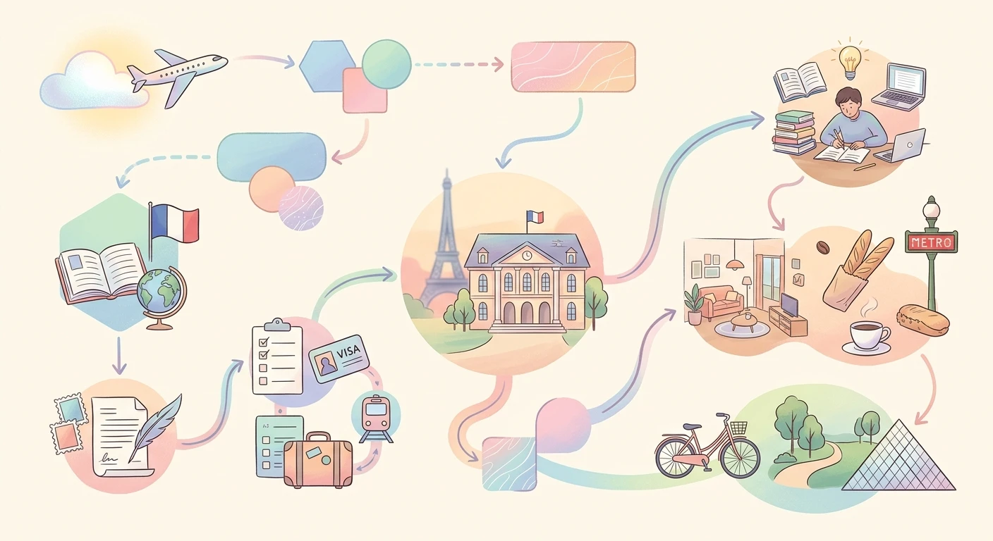 Campus France与法国学生签证步骤概念图