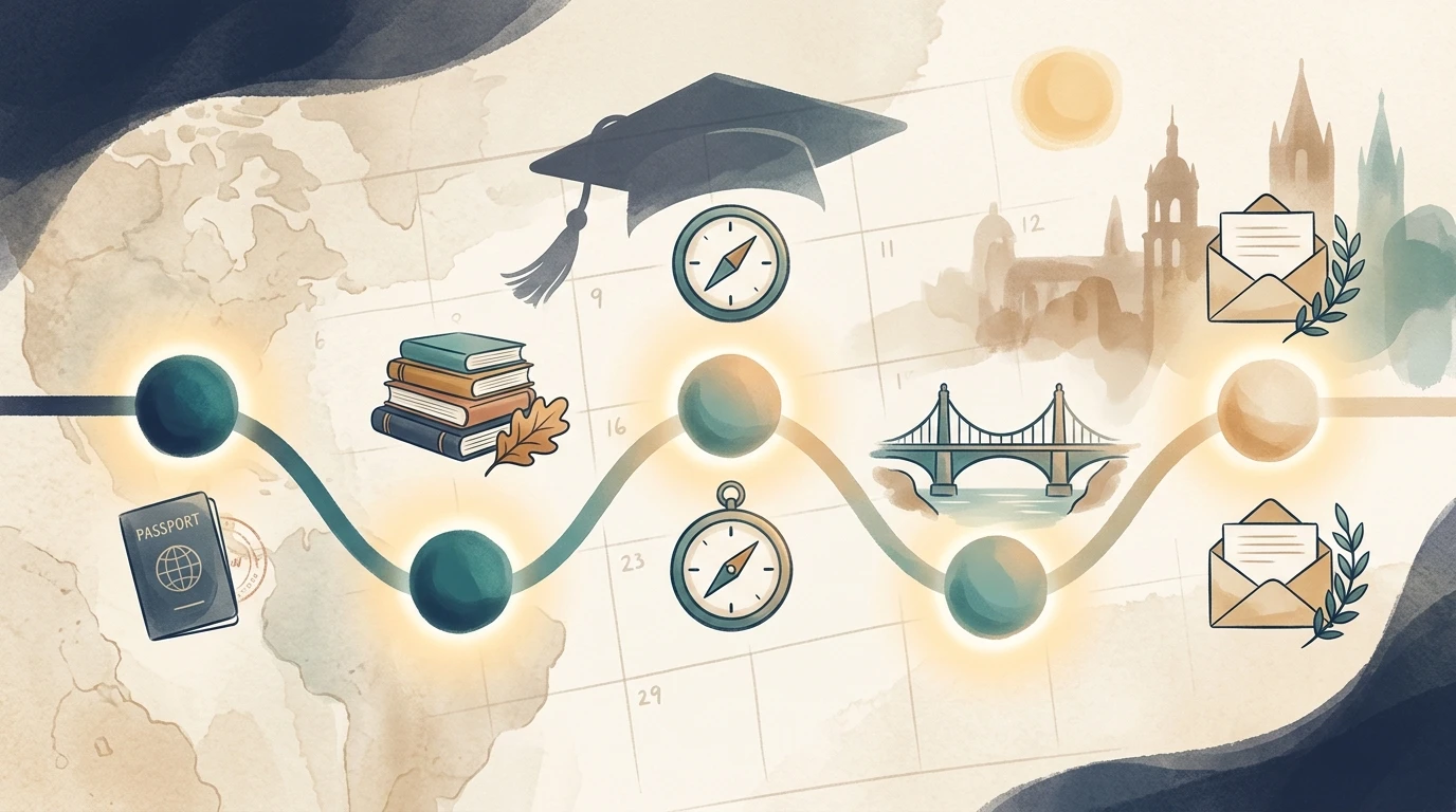 留学规划到贴签：学生签证里程碑时间表（存款、考位与英美加对照）2026